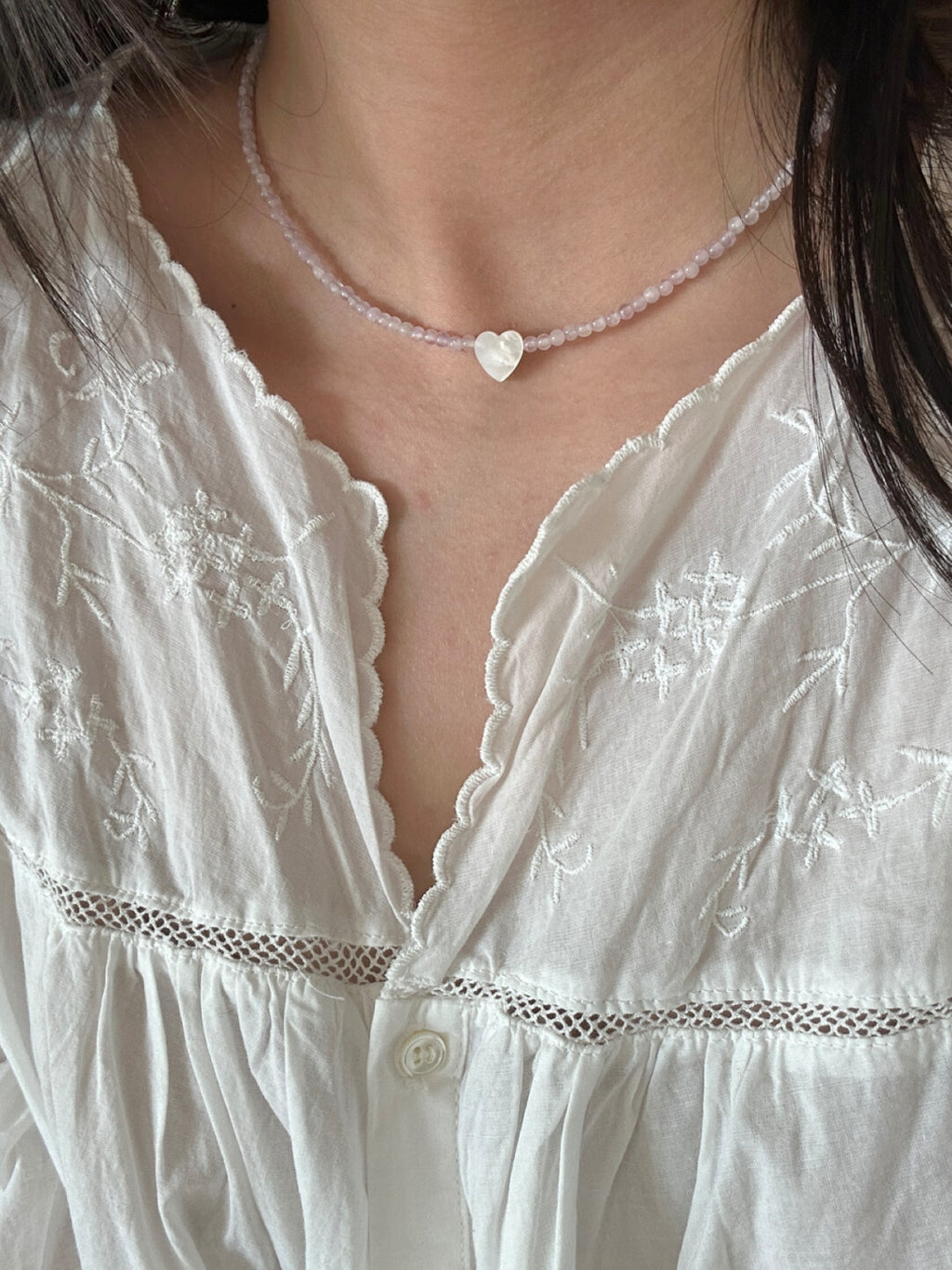 Heart Romantic Purple Natural Stone Beaded Necklace,Lumivault.