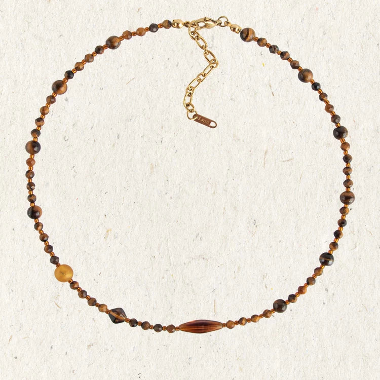 Maillard Caramel Tiger's Eye Beaded Necklace,Lumivault.