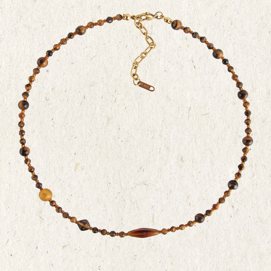Maillard Caramel Tiger's Eye Beaded Necklace - Lumivault