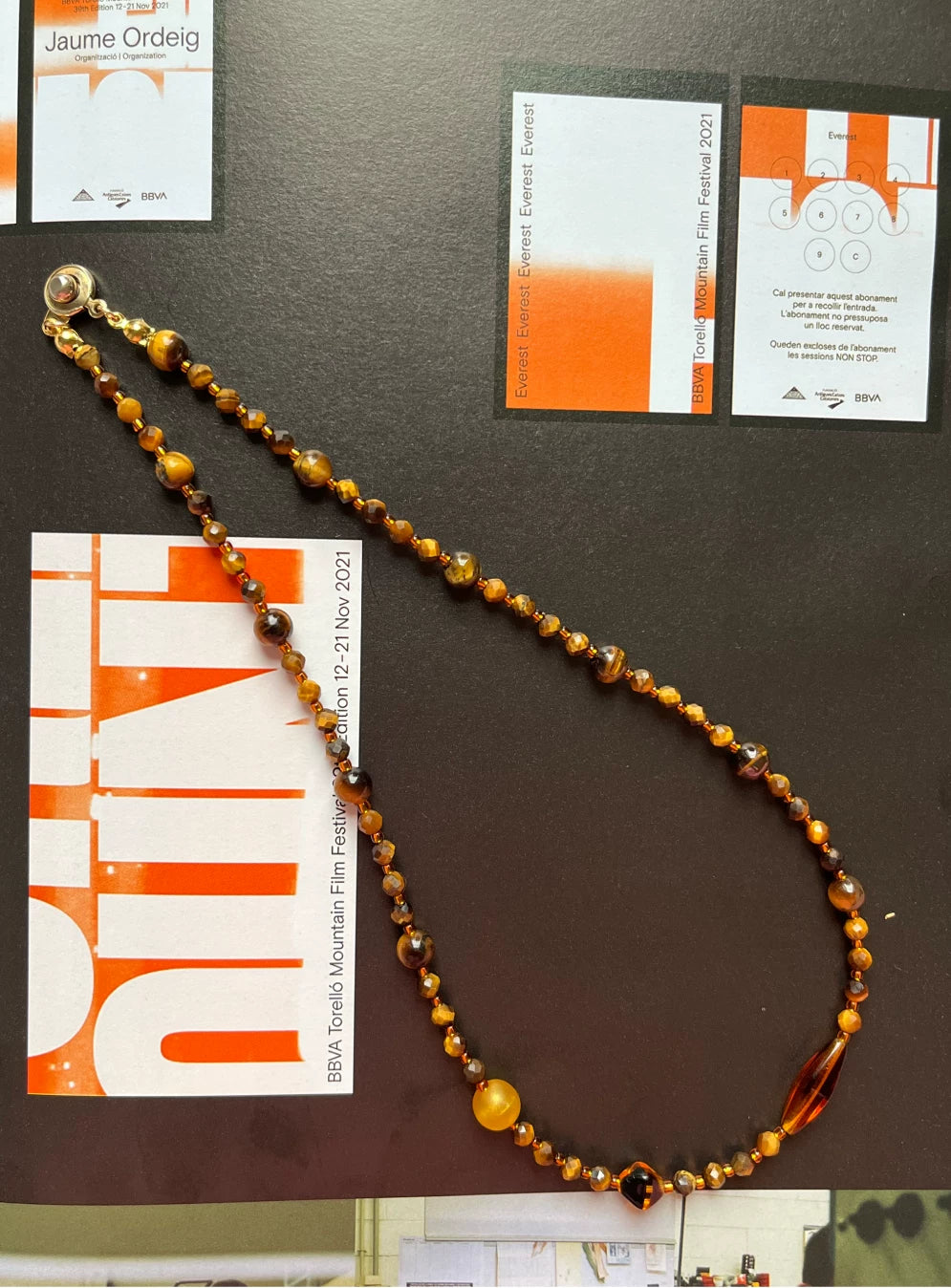 Maillard Caramel Tiger's Eye Beaded Necklace,Lumivault.