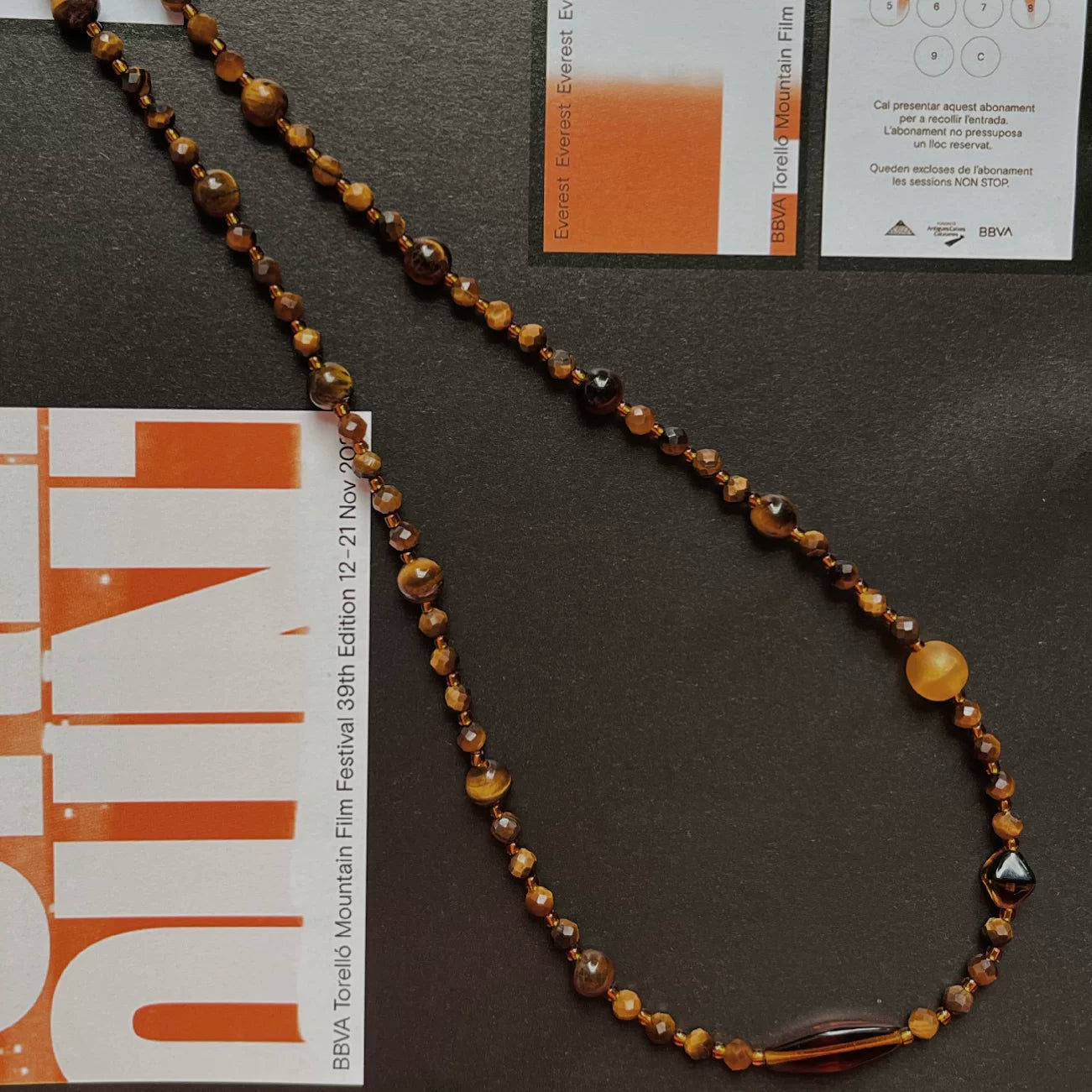 Maillard Caramel Tiger's Eye Beaded Necklace,Necklace,Lumivault.