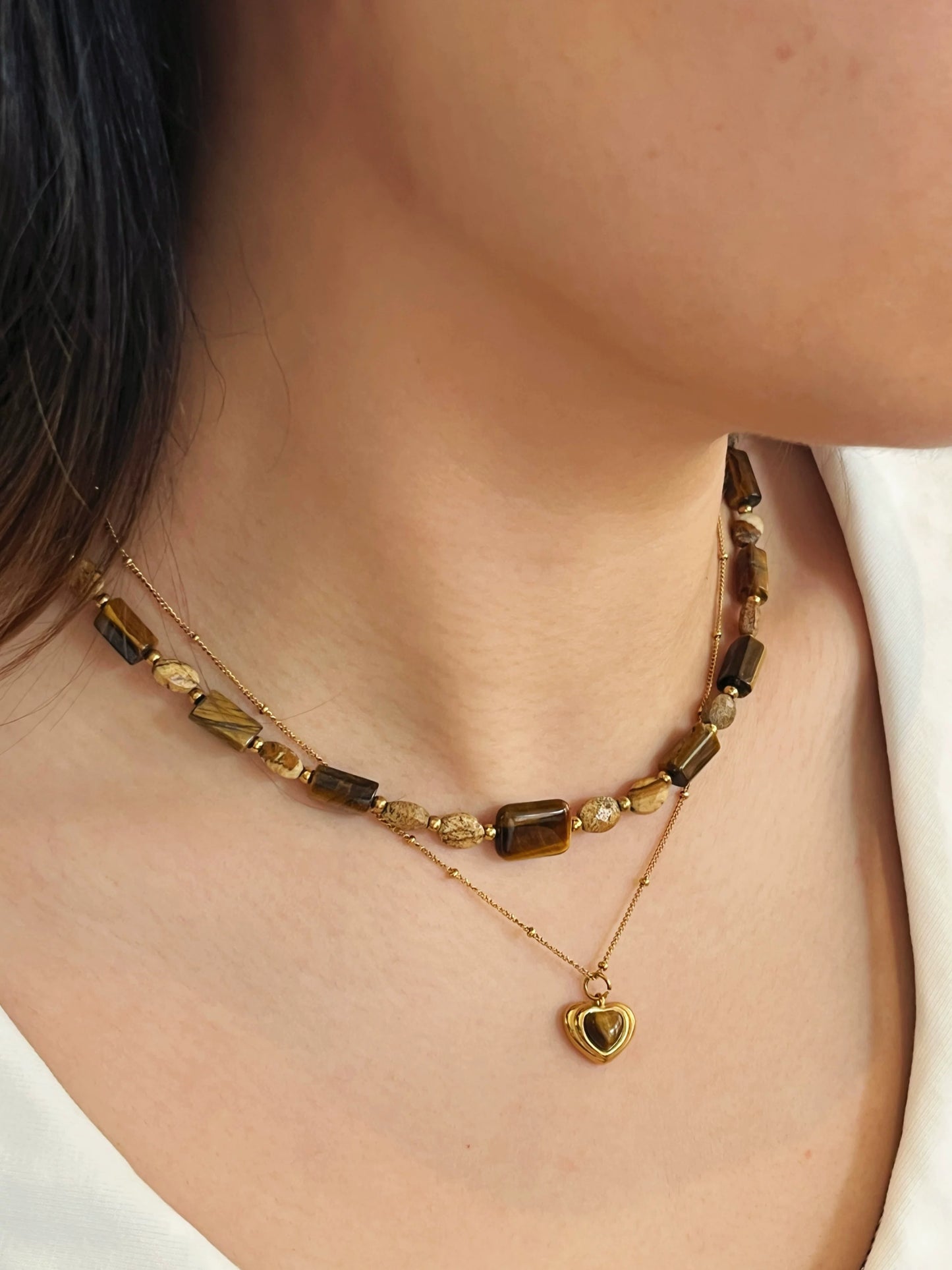 Maillard Tiger's Eye Beaded Necklace,Lumivault.