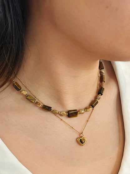 Maillard Tiger's Eye Beaded Necklace,Lumivault.