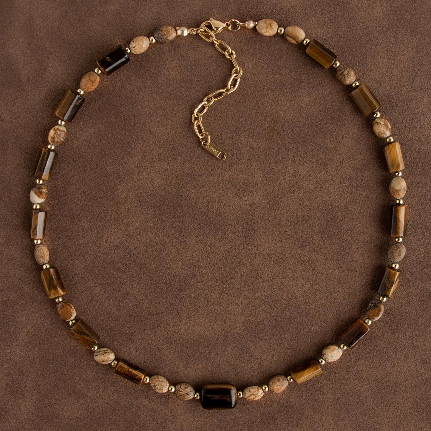 Maillard Tiger's Eye Beaded Necklace,Lumivault.