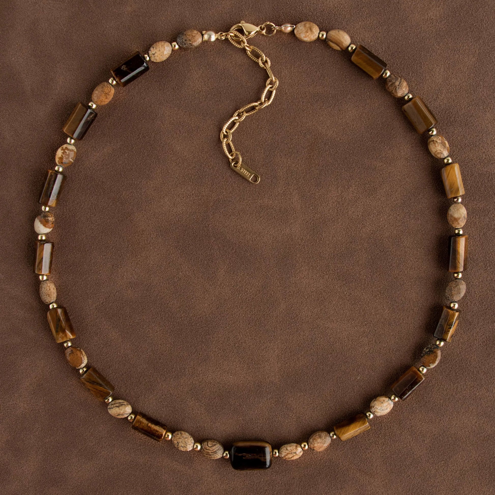 Maillard Tiger's Eye Beaded Necklace,Lumivault.