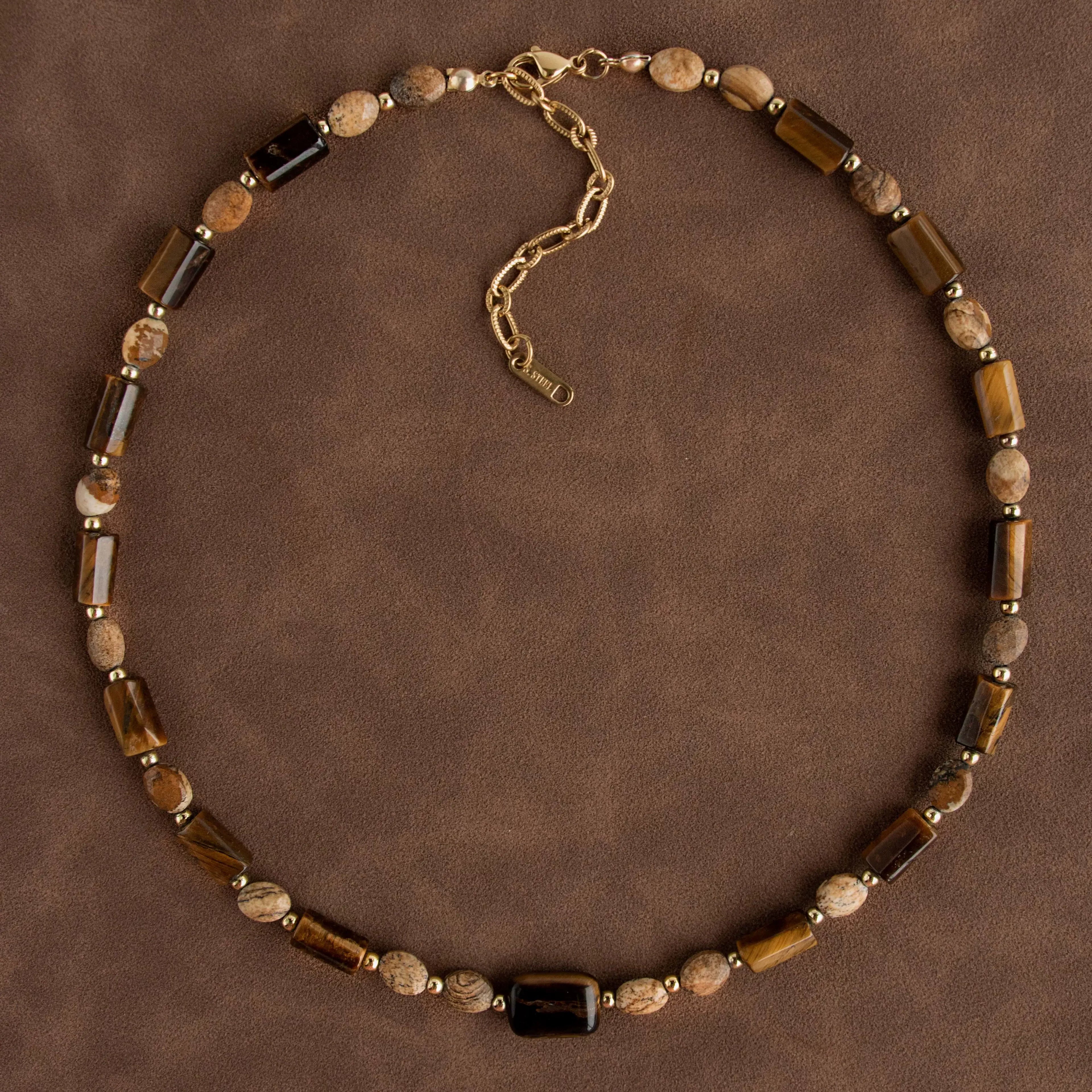 Maillard Tiger's Eye Beaded Necklace,Lumivault.
