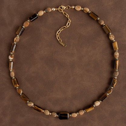 Maillard Tiger's Eye Beaded Necklace,Lumivault.