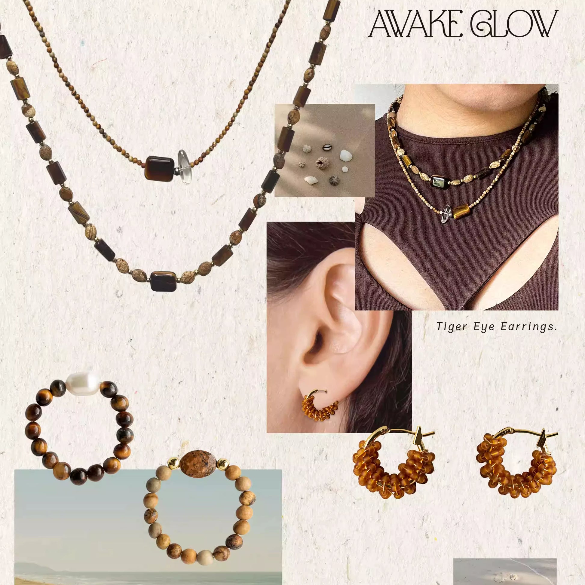 Maillard Tiger's Eye Beaded Necklace,Lumivault.