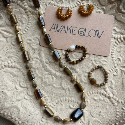Maillard Tiger's Eye Beaded Necklace,Lumivault.