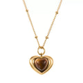 Maillard Tiger's Eye Beaded Necklace,Love Pendant Necklace,Lumivault.