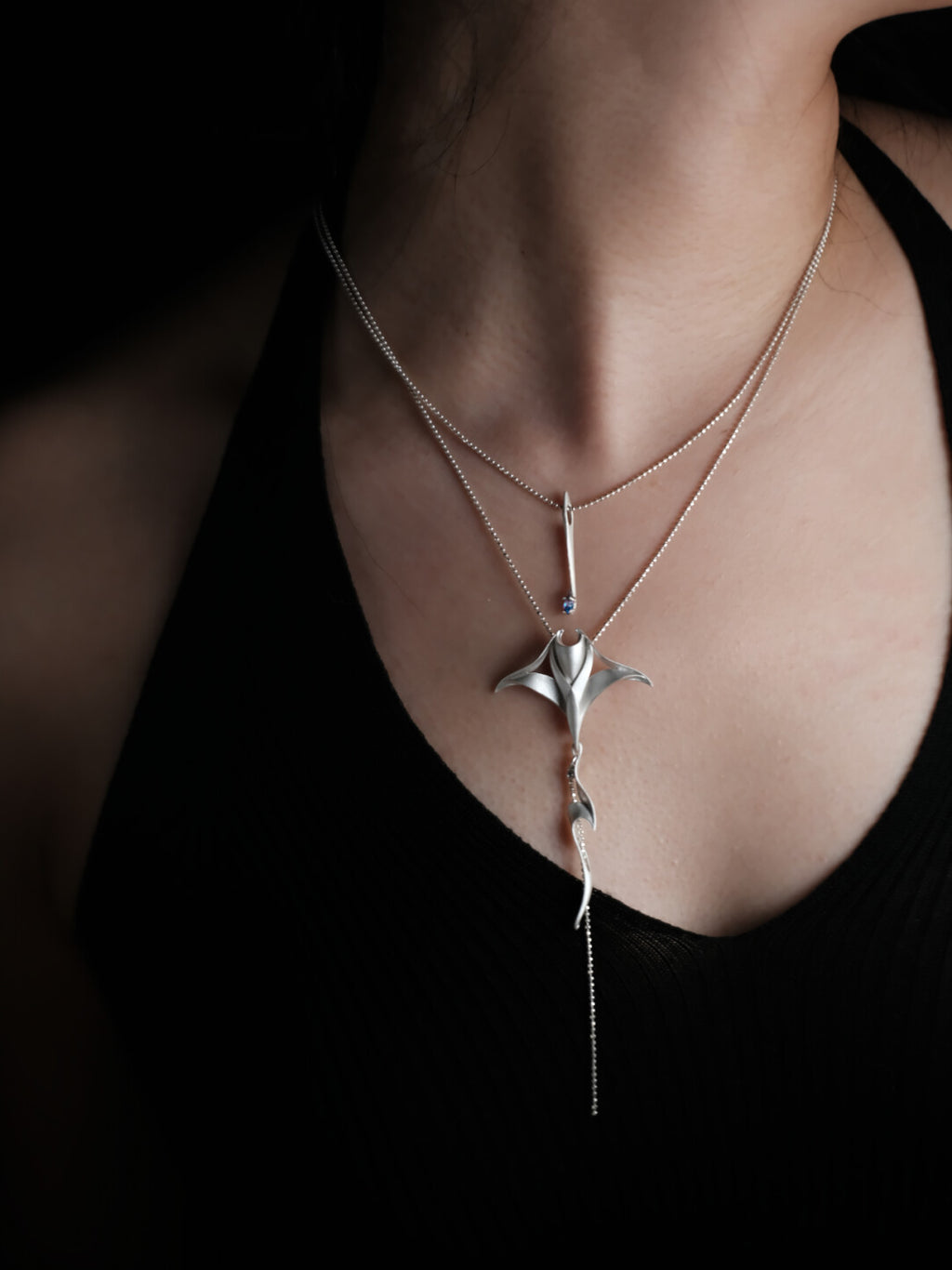Manta Ray Stacking Necklace,Lumivault.