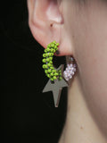 Metal Star Beaded Hoop Earrings,Lumivault.