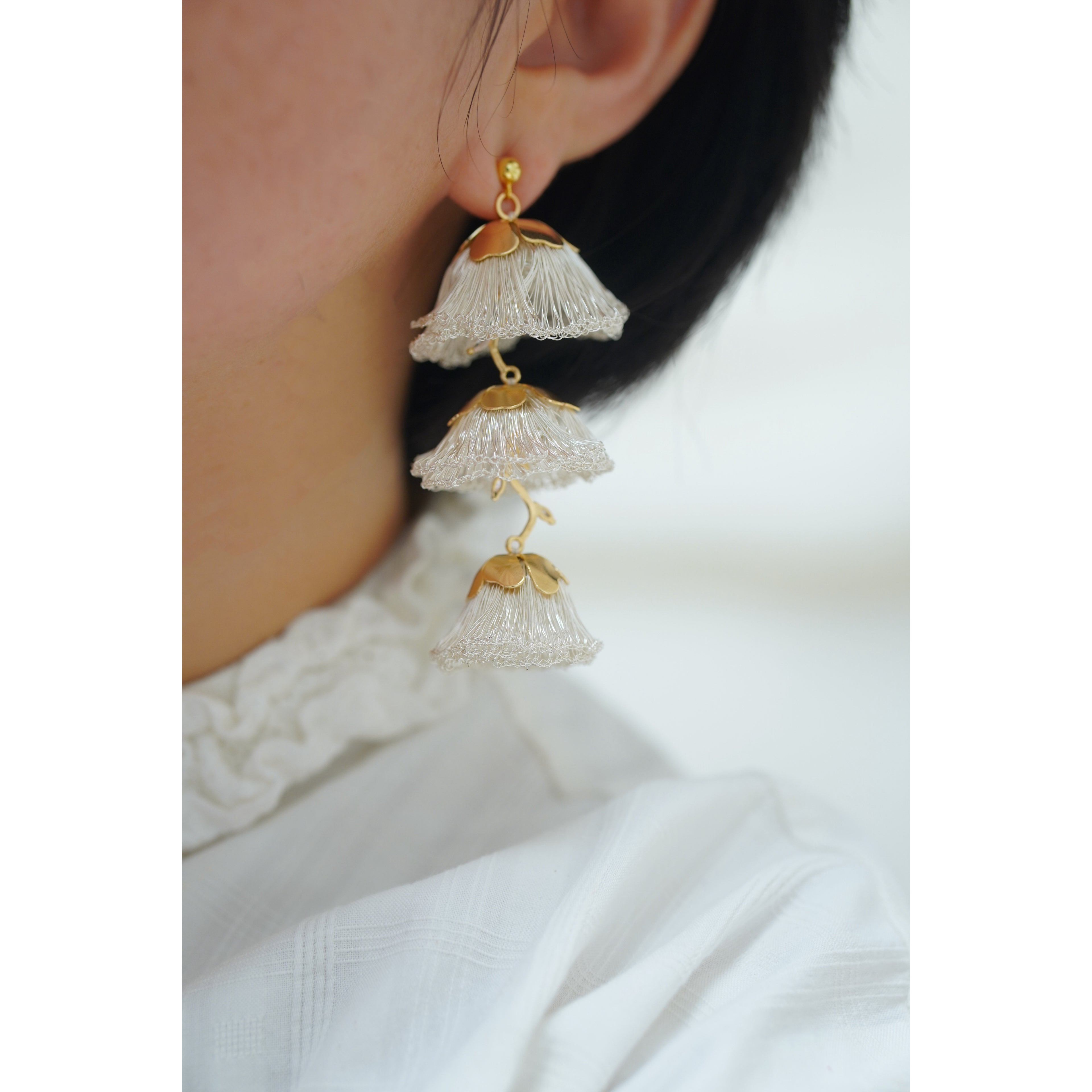 Metal Wire Lily of the Valley Flower Earrings,Lumivault.