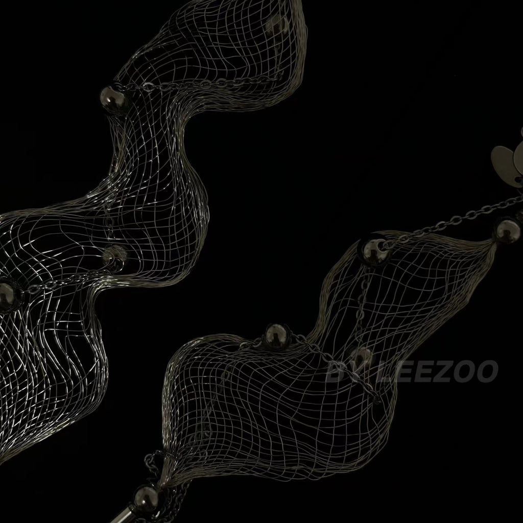 Metal Wire Woven Wave Long Earring,Lumivault.