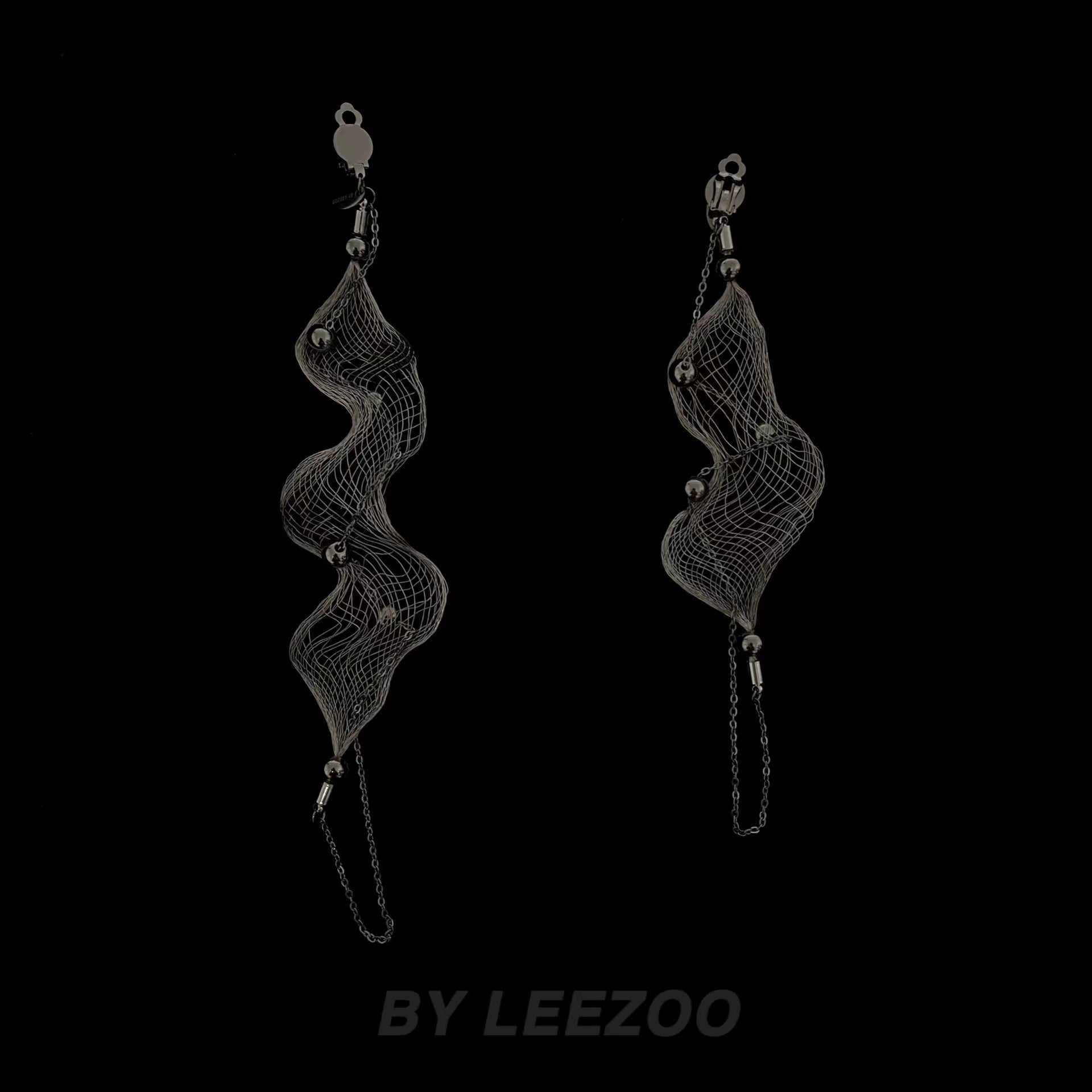Metal Wire Woven Wave Long Earring,Lumivault.
