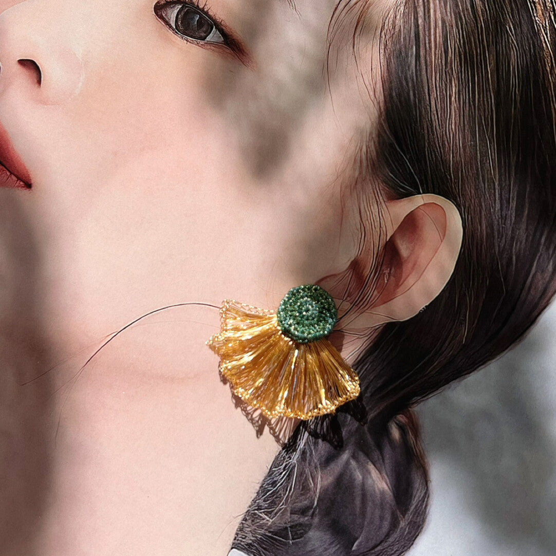 Metal Woven Color Contrast Earrings