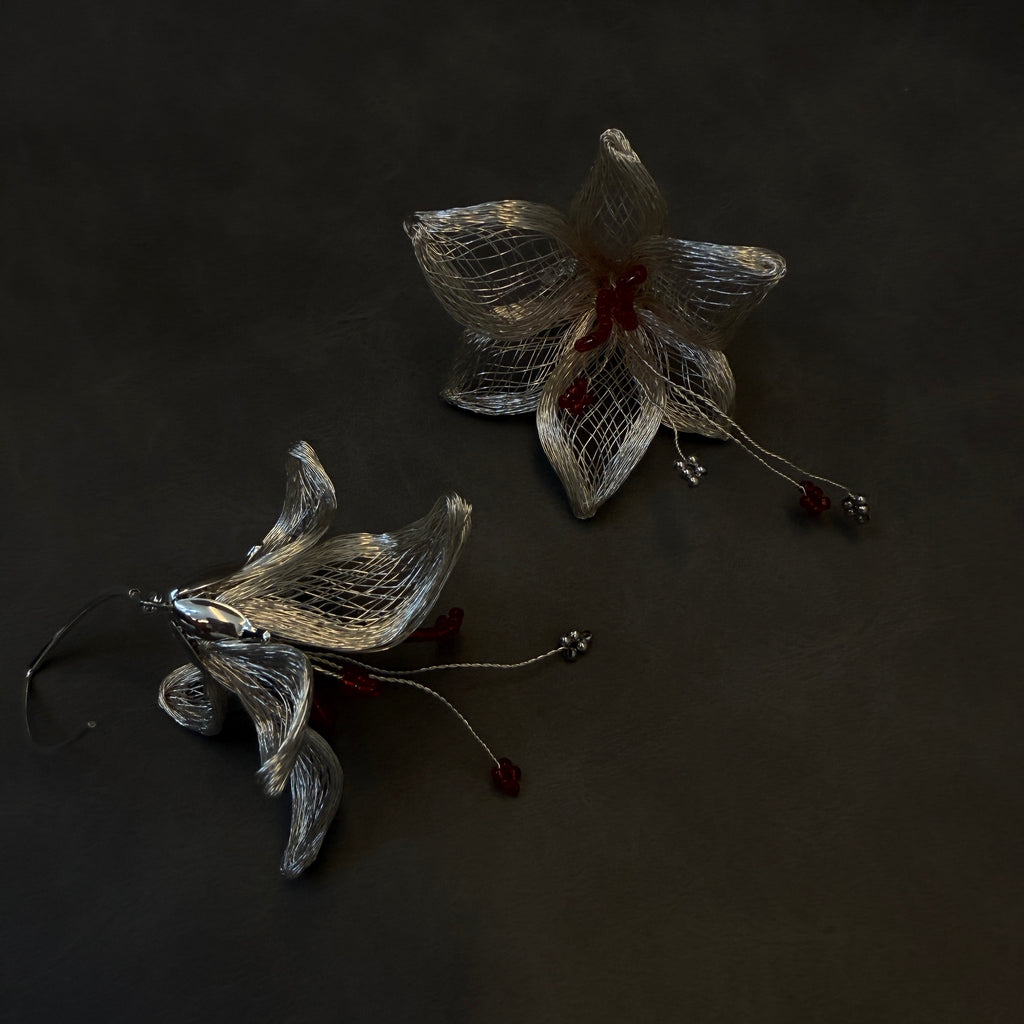 Metal Woven Lily Earrings,Lumivault.