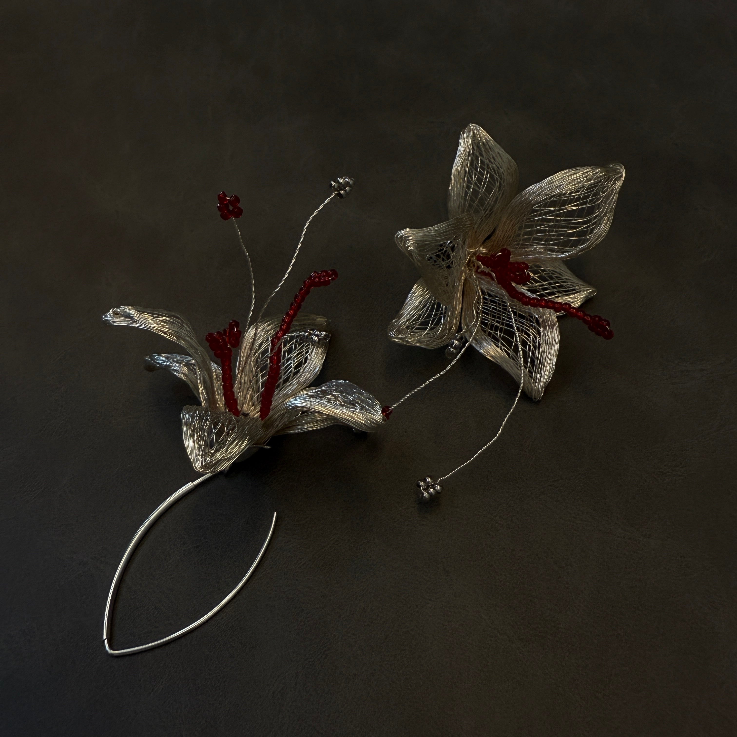 Metal Woven Lily Earrings,Lumivault.