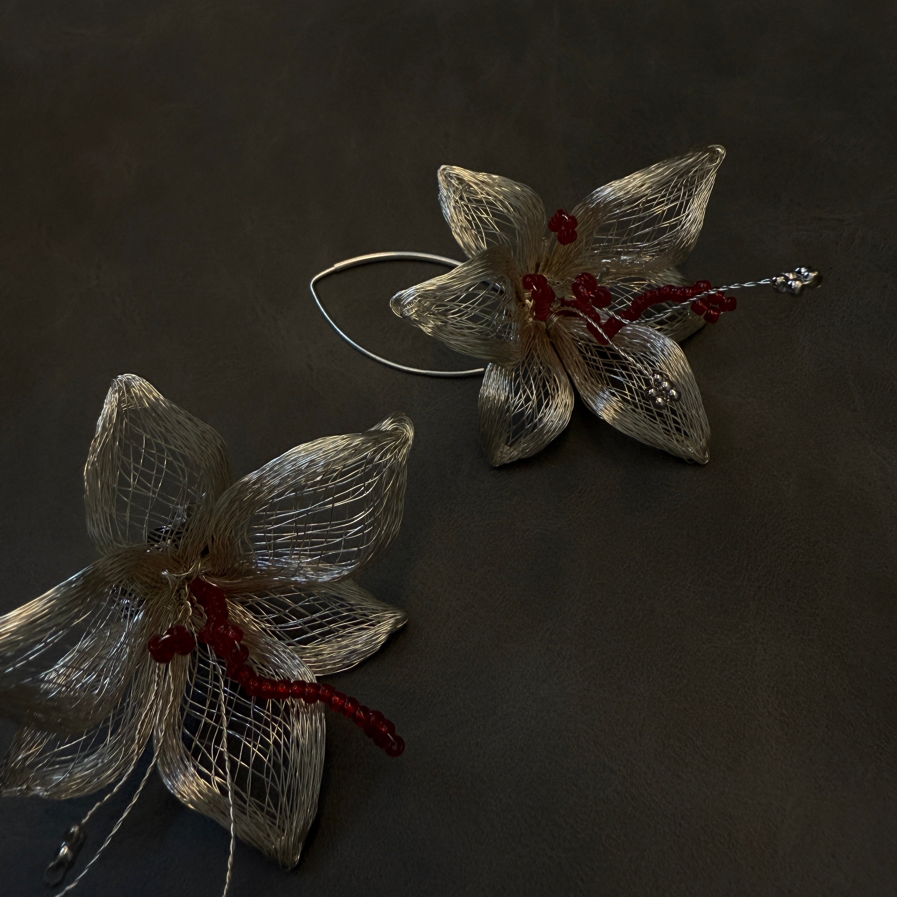 Metal Woven Lily Earrings,Lumivault.