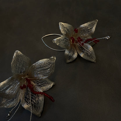 Metal Woven Lily Earrings