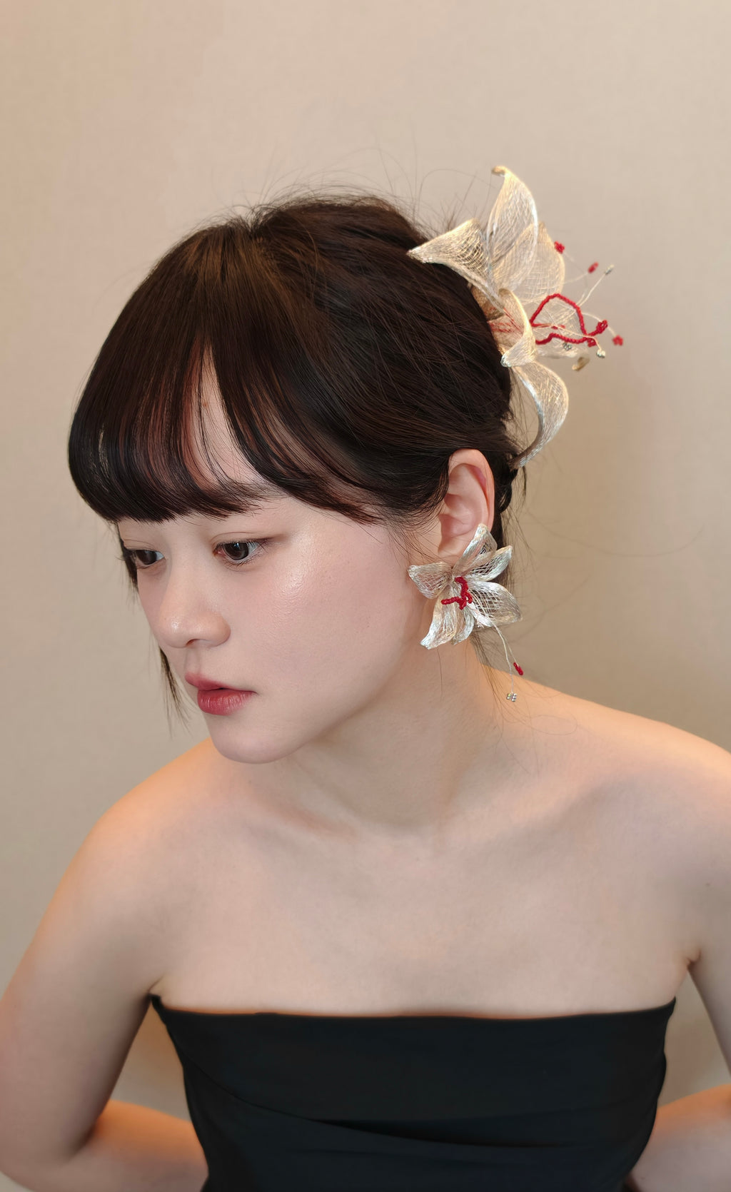 Metal Woven Lily Earrings,Studs,Lumivault.