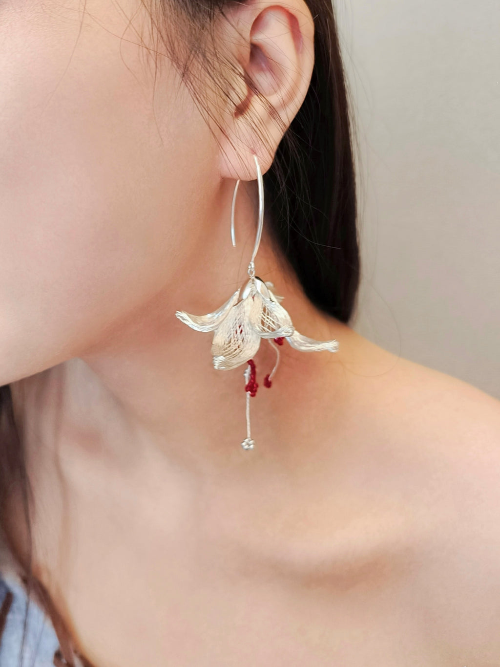Metal Woven Lily Earrings,Lumivault.