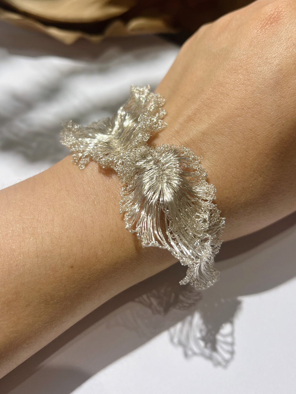 Metal Woven Petal Bracelet,Lumivault.