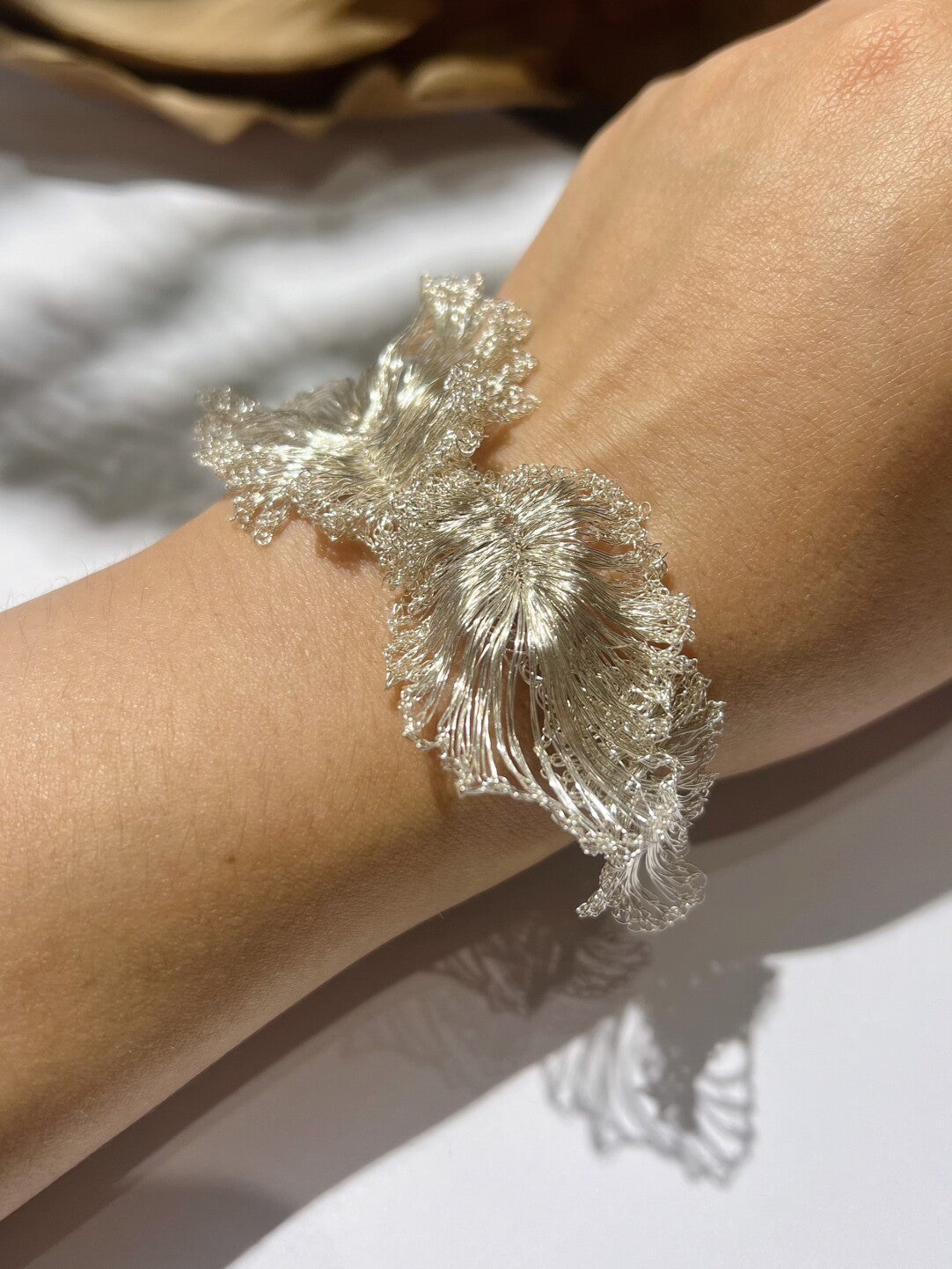 Metal Woven Petal Bracelet,Lumivault.