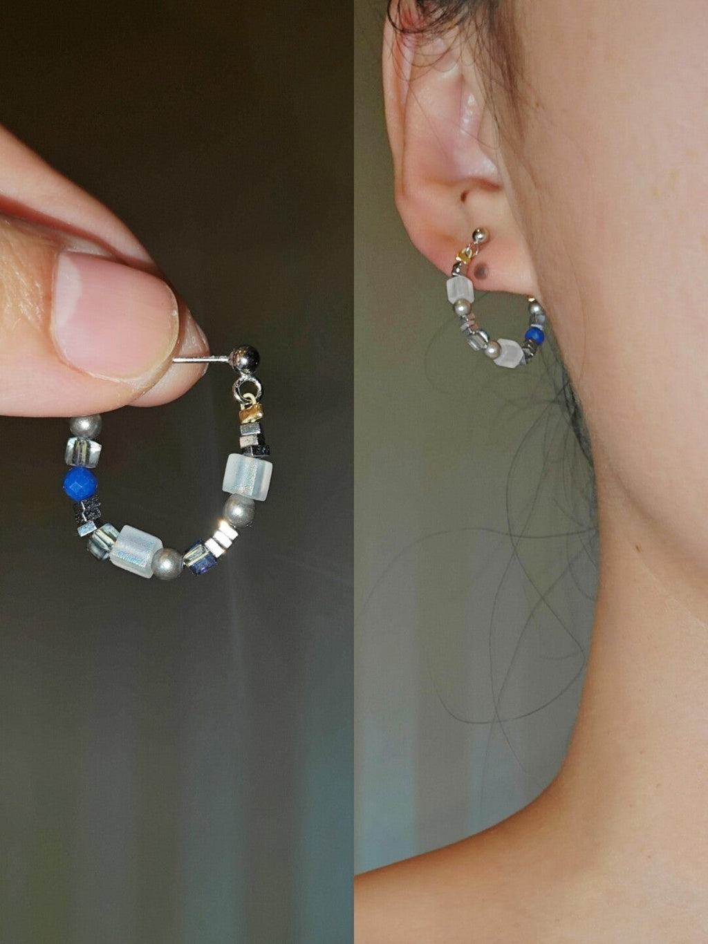 Metallic Minimalist Beaded Earring,Lumivault.
