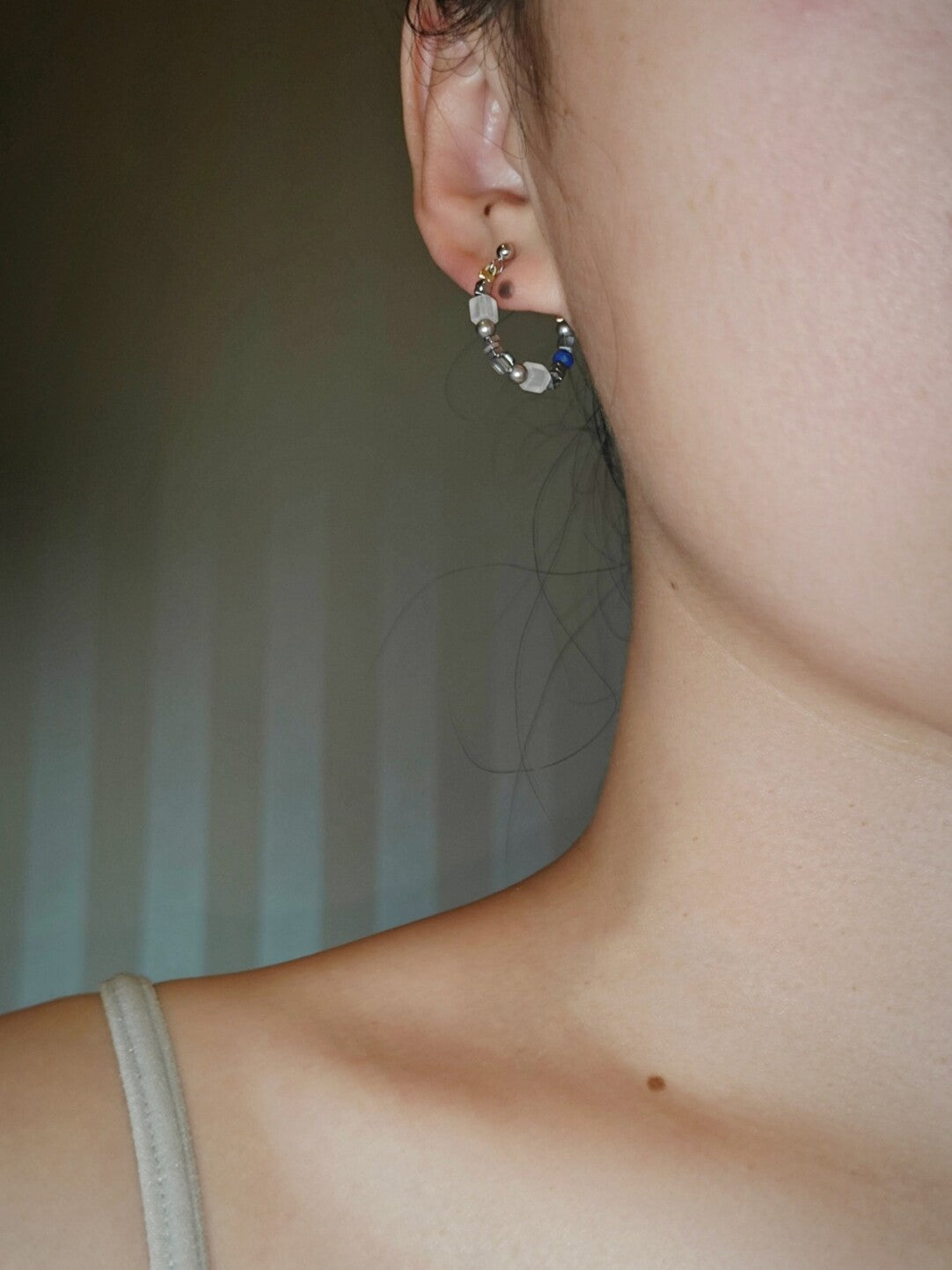 Metallic Minimalist Beaded Earring,Lumivault.