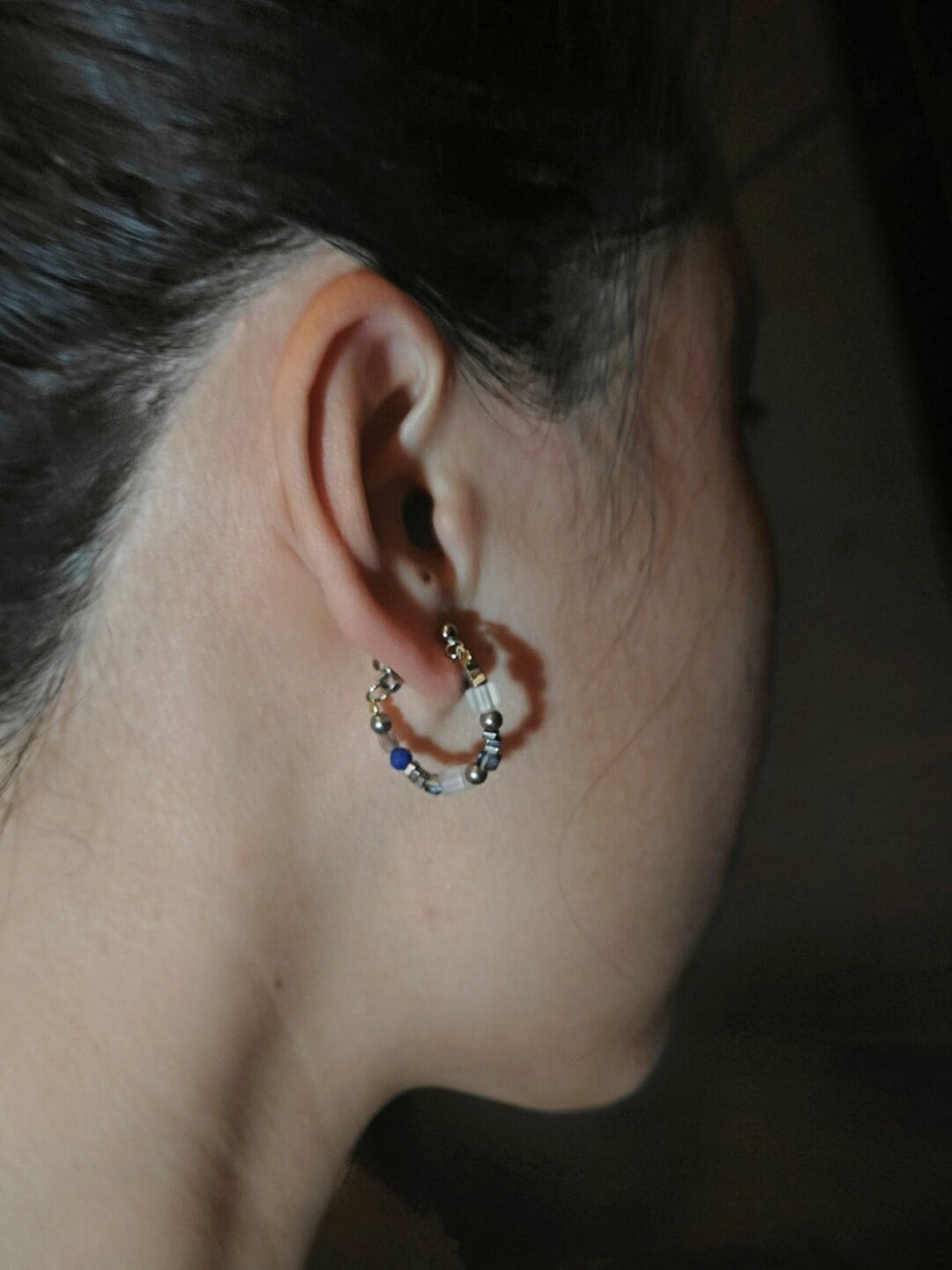Metallic Minimalist Beaded Earring,Lumivault.