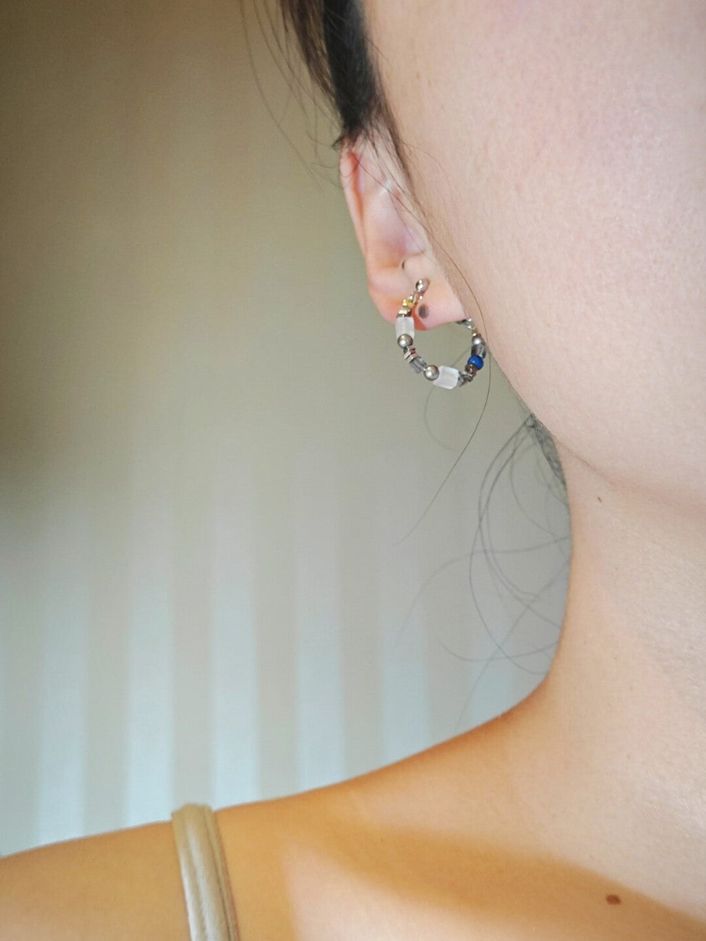Metallic Minimalist Beaded Earring,Lumivault.