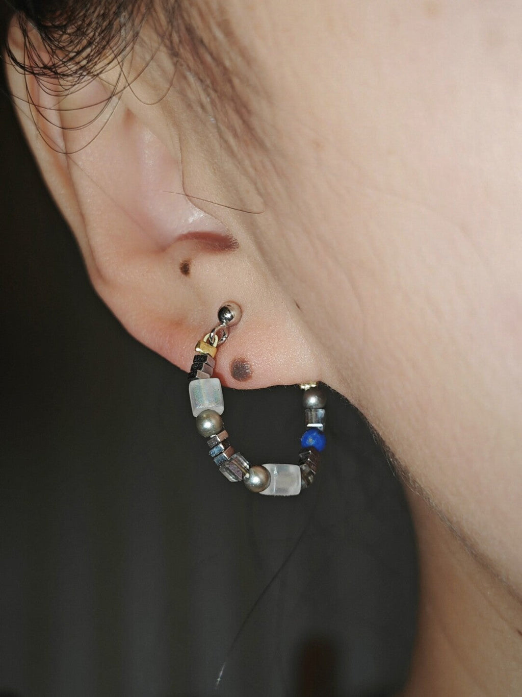 Metallic Minimalist Beaded Earring,Lumivault.
