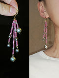 Metallic Pink Firework Irregular Earring,Lumivault.