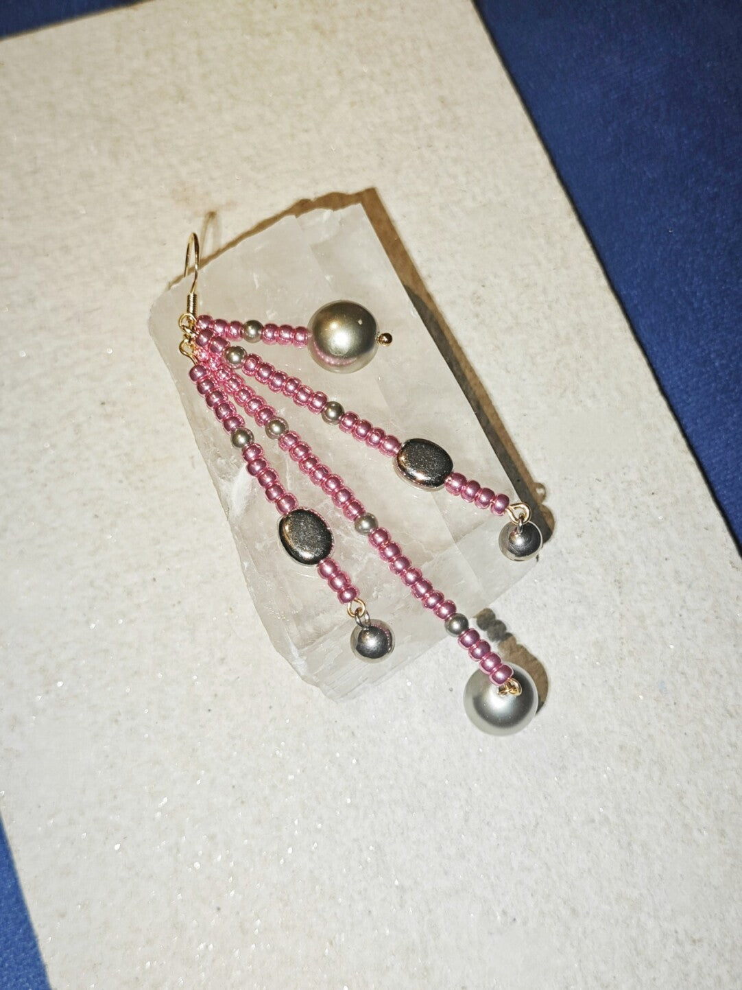 Metallic Pink Firework Irregular Earring,Lumivault.