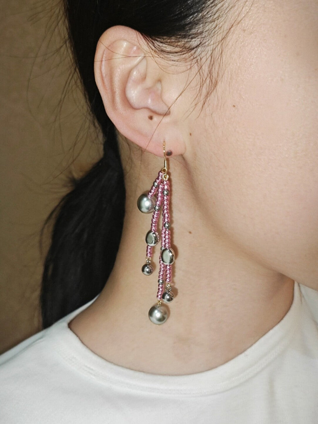 Metallic Pink Firework Irregular Earring,Lumivault.