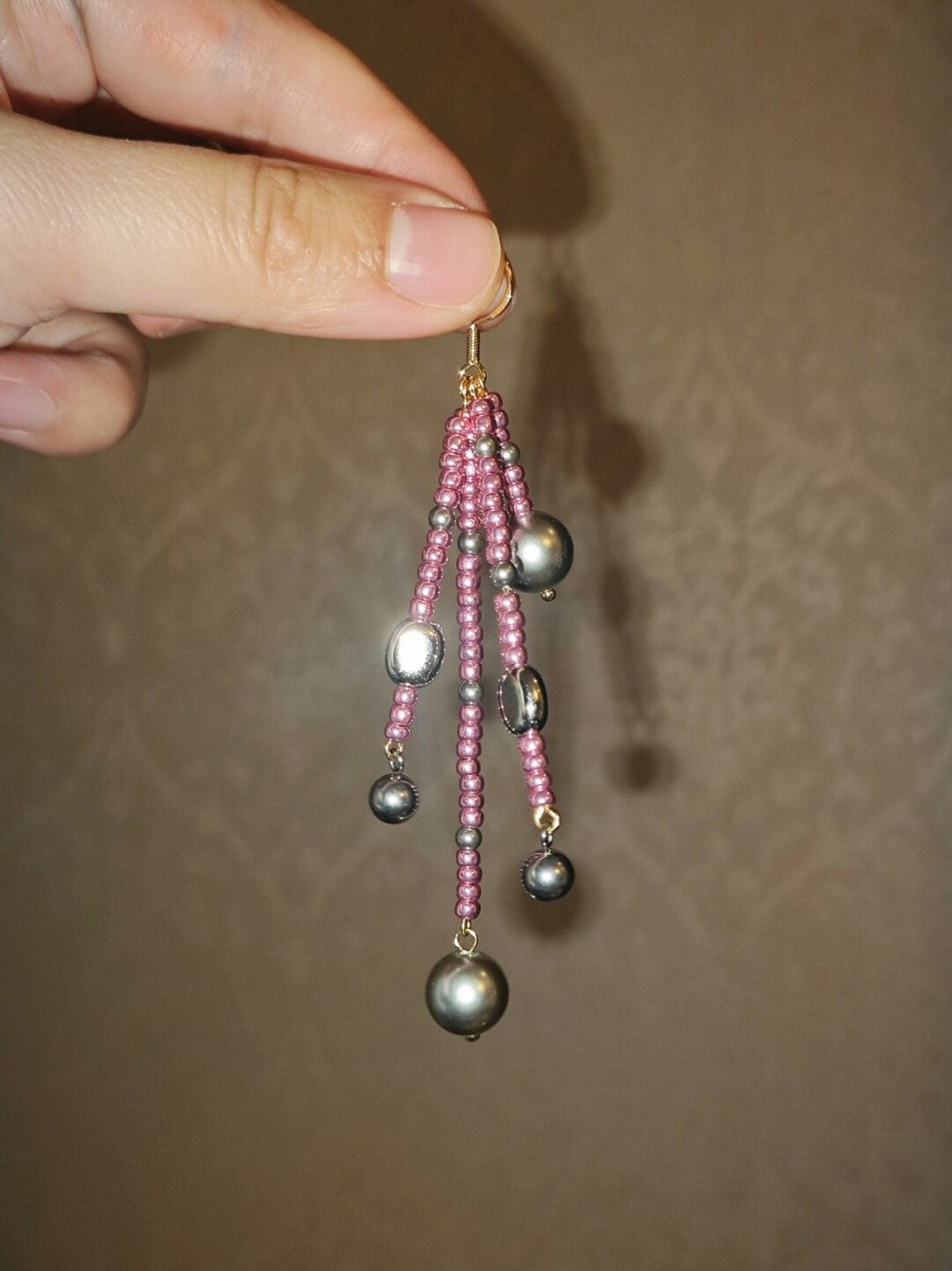 Metallic Pink Firework Irregular Earring,Lumivault.