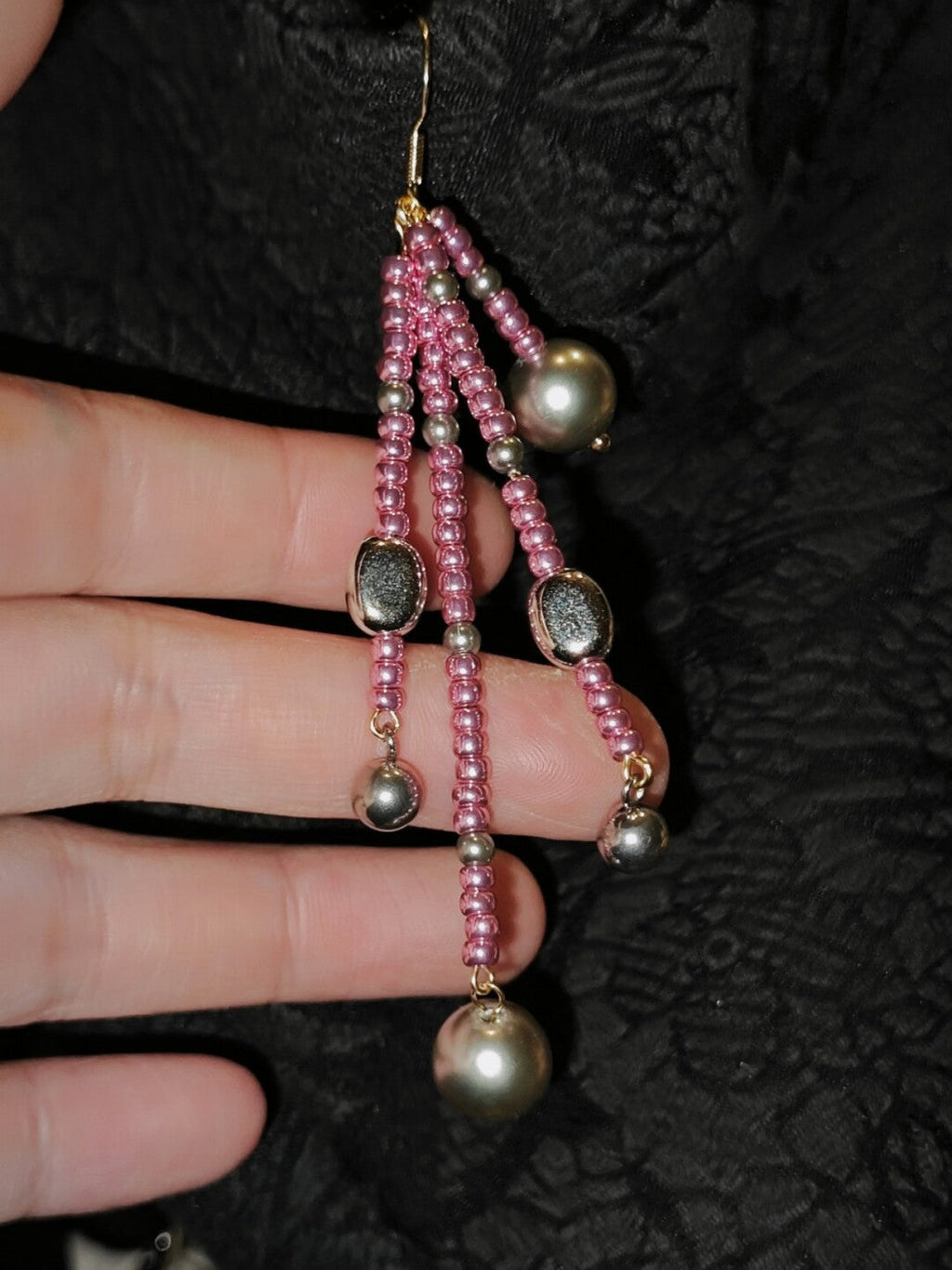 Metallic Pink Firework Irregular Earring,Lumivault.