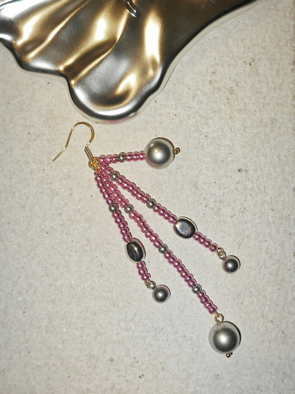 Metallic Pink Firework Irregular Earring,Lumivault.