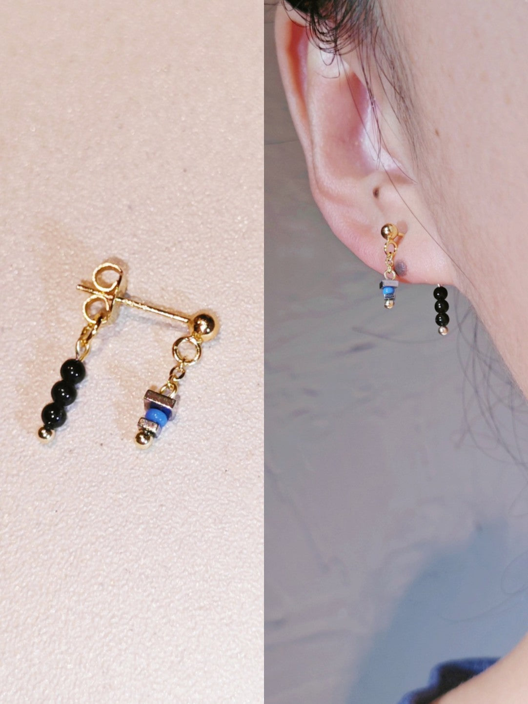 Mini Blue Black Earrings,Lumivault.