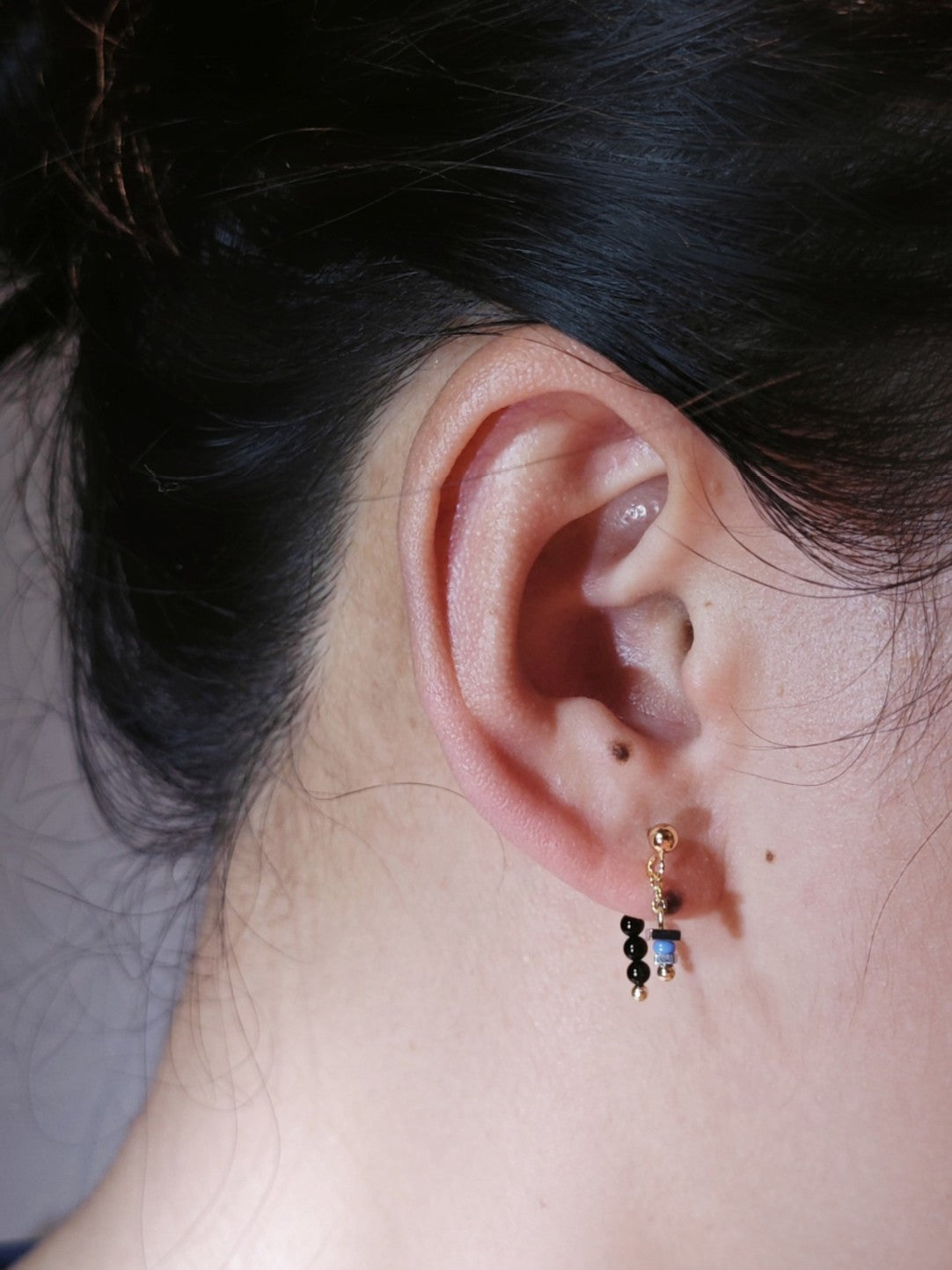 Mini Blue Black Earrings,Lumivault.
