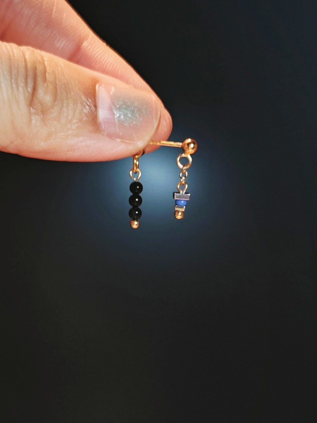Mini Blue Black Earrings,Lumivault.