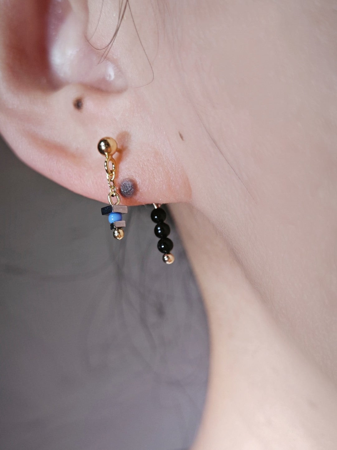 Mini Blue Black Earrings,Lumivault.