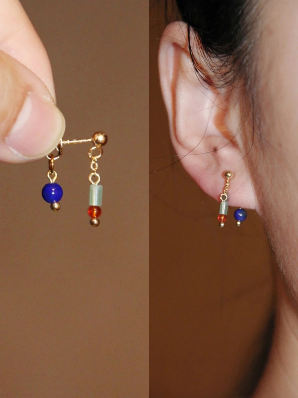 Mini Blue Red Earrings,Lumivault.