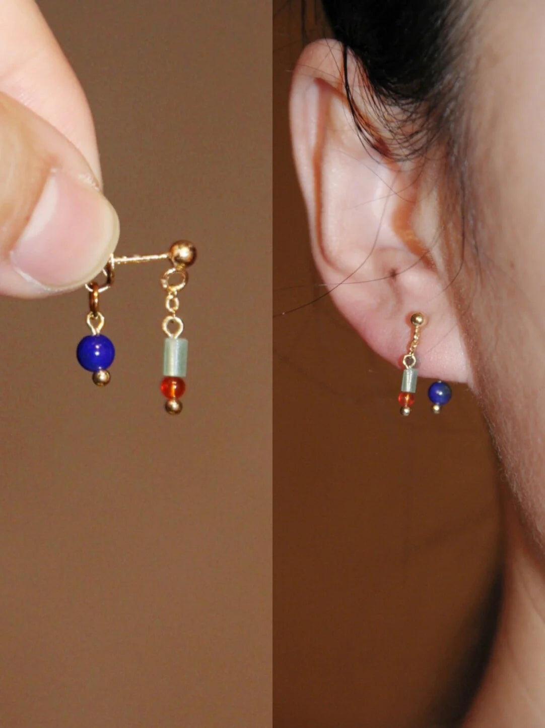 Mini Blue Red Earrings,#1 / Studs,Lumivault.