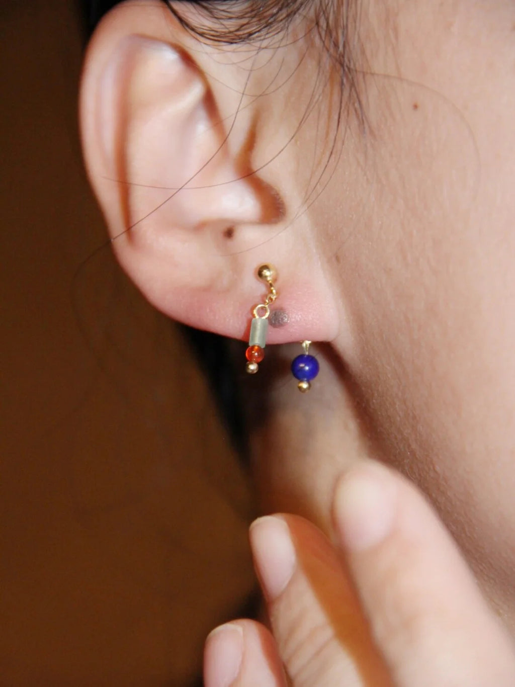 Mini Blue Red Earrings,Lumivault.