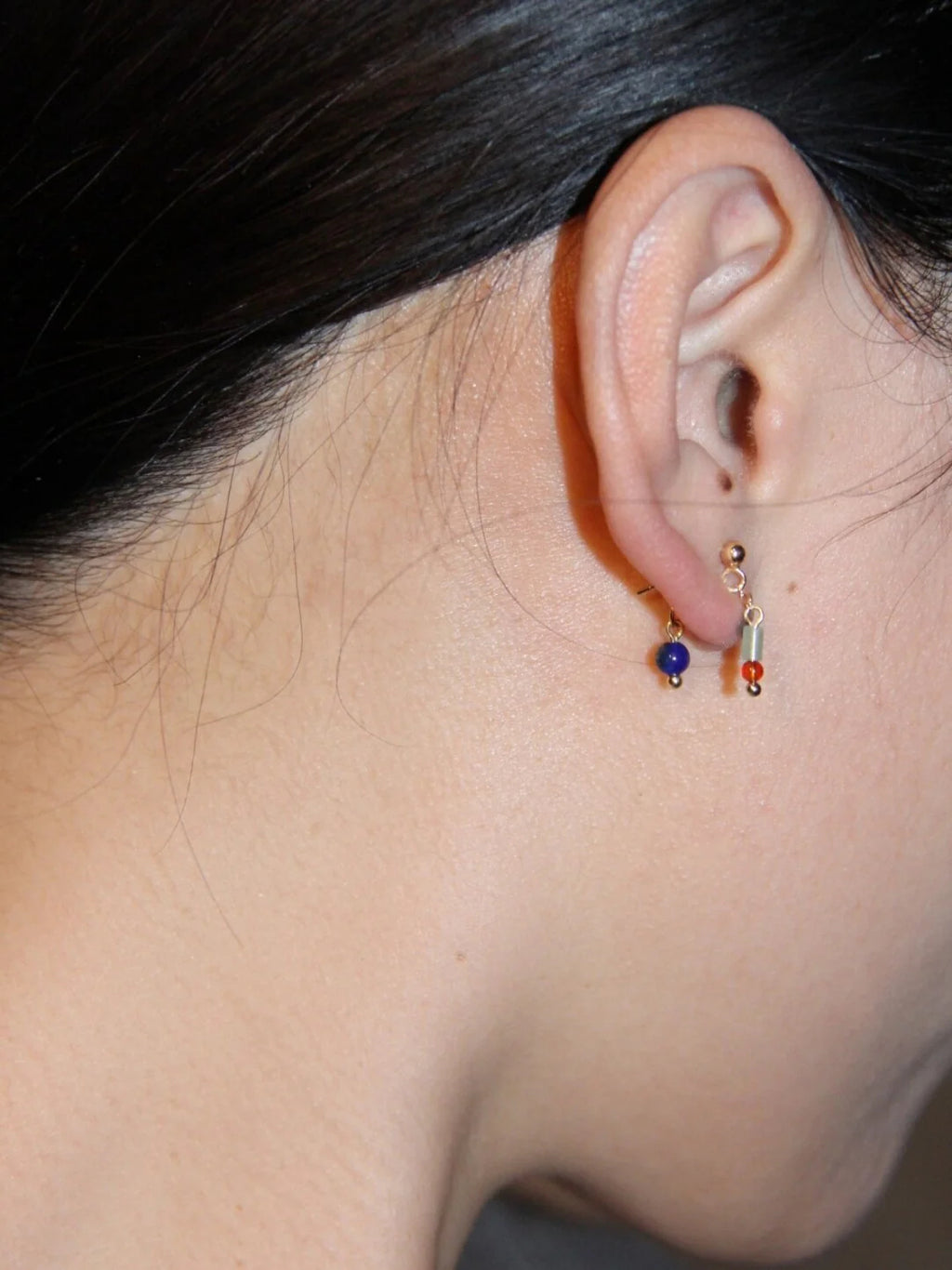 Mini Blue Red Earrings,Lumivault.