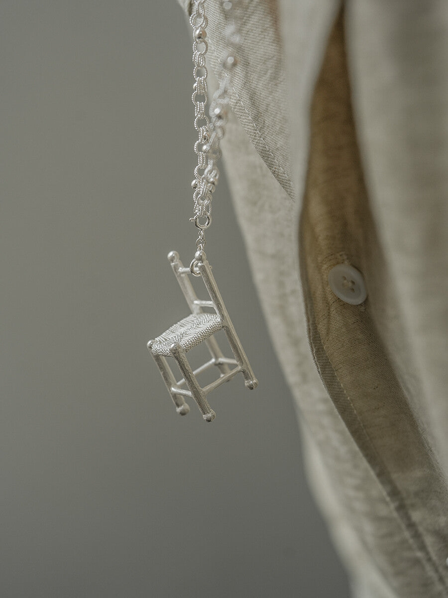 Mini Chair Silver Filigree Necklace,Lumivault.