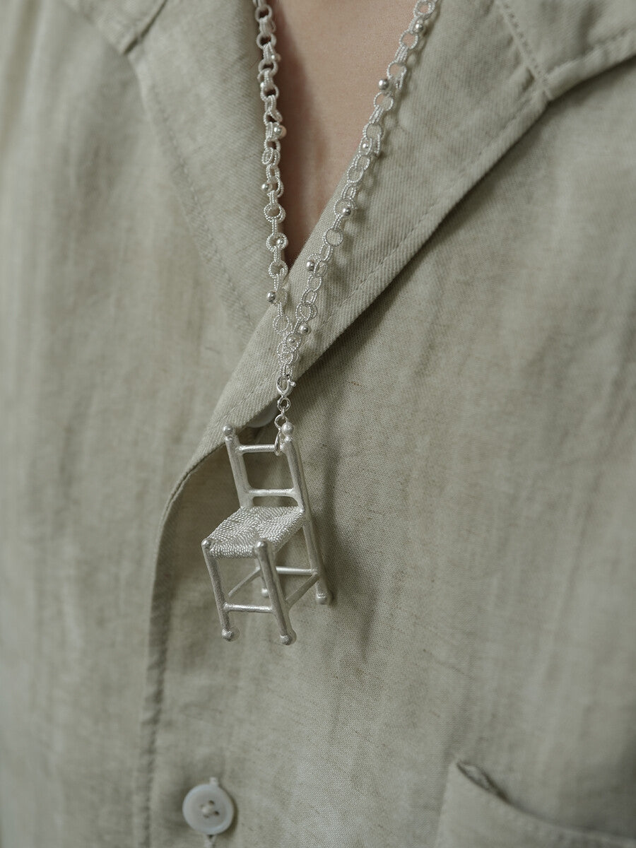 Mini Chair Silver Filigree Necklace,Lumivault.