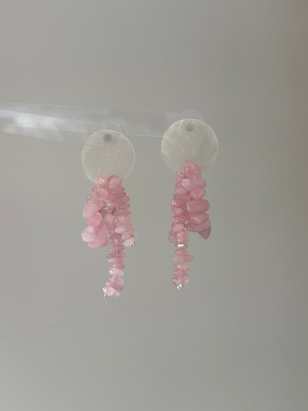 Shell Pink Crystal Earrings,Lumivault.